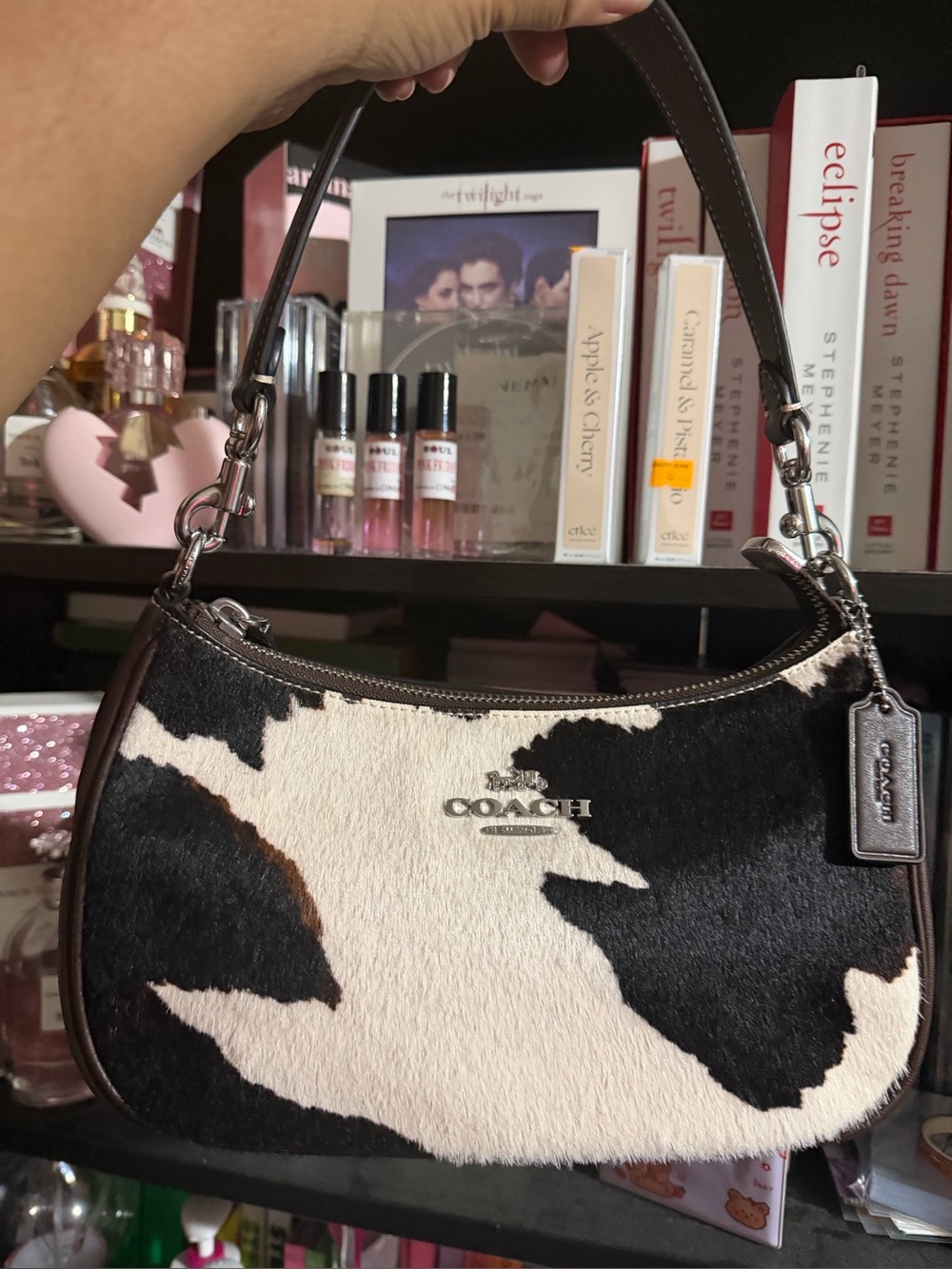 COACH Teri in Cow Print/Maple/Silver